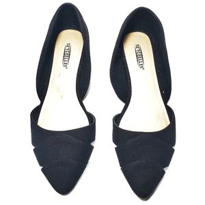 SEYCHELLES Black D'Orsay Pointed Canvas Flats